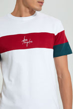 Load image into Gallery viewer, Redtag-White-Cut-Sew-Panel-T-Shirt-Embellished-Men's-