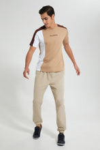 Load image into Gallery viewer, Redtag-White-Cut-Sew-Panel-T-Shirt-Embellished-Men's-