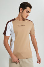 Load image into Gallery viewer, Redtag-White-Cut-Sew-Panel-T-Shirt-Embellished-Men's-