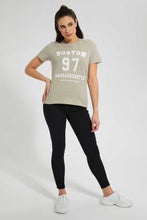 Load image into Gallery viewer, Redtag-Pale-Green-Oversized-Printed-Tee-Plain-Women's-