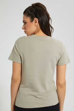 Load image into Gallery viewer, Redtag-Pale-Green-Oversized-Printed-Tee-Plain-Women's-