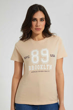 Load image into Gallery viewer, Redtag-Beige-Oversized-Printed-Tee-Plain-Women's-