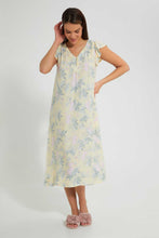 تنزيل الصورة على معرض الصور، Redtag-Yellow-Floral-Printed-Nightgown-Nightgowns-Women's-