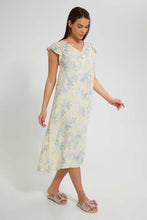 تنزيل الصورة على معرض الصور، Redtag-Yellow-Floral-Printed-Nightgown-Nightgowns-Women's-