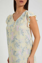 تنزيل الصورة على معرض الصور، Redtag-Yellow-Floral-Printed-Nightgown-Nightgowns-Women's-