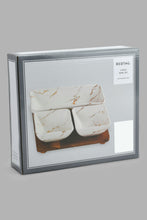 تنزيل الصورة على معرض الصور، Redtag-White-Marble-Pattern-Bowl-With-Wooden-Stand-(3-Piece)-Serving-Bowls-Home-Dining-