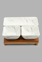 تنزيل الصورة على معرض الصور، Redtag-White-Marble-Pattern-Bowl-With-Wooden-Stand-(3-Piece)-Serving-Bowls-Home-Dining-