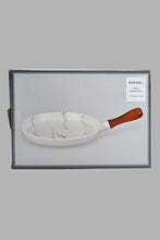 Load image into Gallery viewer, Redtag-White-Marble-Pattern-Bowl-With-Wooden-Stand-Serving-Dish-Home-Dining-