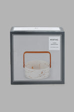 تنزيل الصورة على معرض الصور، Redtag-White-Marble-Pattern-Bowl-With-Wooden-Handle-Serving-Bowls-Home-Dining-