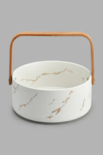 تنزيل الصورة على معرض الصور، Redtag-White-Marble-Pattern-Bowl-With-Wooden-Handle-Serving-Bowls-Home-Dining-