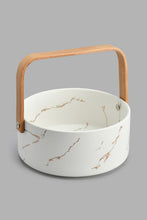 تنزيل الصورة على معرض الصور، Redtag-White-Marble-Pattern-Bowl-With-Wooden-Handle-Serving-Bowls-Home-Dining-