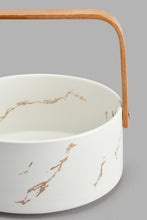 تنزيل الصورة على معرض الصور، Redtag-White-Marble-Pattern-Bowl-With-Wooden-Handle-Serving-Bowls-Home-Dining-