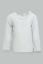 تنزيل الصورة على معرض الصور، Redtag-Silver-Shimmer-Frill-Full-Sleeves-Collar-Blouse-Blouses-Infant-Girls-3 to 24 Months