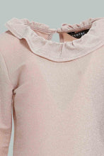 تنزيل الصورة على معرض الصور، Redtag-Gold-Shimmer-Frill-Full-Sleeves-Collar-Blouse-Blouses-Infant-Girls-3 to 24 Months