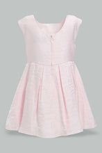 تنزيل الصورة على معرض الصور، Redtag-Pink-Satin-Sleeveless-Flower-Belt-Dress-Dresses-Infant-Girls-3 to 24 Months