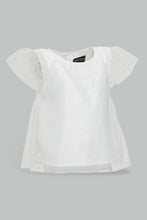 تنزيل الصورة على معرض الصور، Redtag-White-Glitter-Mesh-Top-With-Jacquard-Skirt-Sets-Infant-Girls-3 to 24 Months