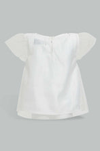 تنزيل الصورة على معرض الصور، Redtag-White-Glitter-Mesh-Top-With-Jacquard-Skirt-Sets-Infant-Girls-3 to 24 Months