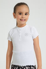 تنزيل الصورة على معرض الصور، Redtag-White-Short-Sleeve-T-Shirt-With-Half-Placket-Colour:White,-Filter:Girls-(2-to-8-Yrs),-Girls-T-Shirts,-New-In,-New-In-GIR,-Non-Sale,-S22B,-Section:Kidswear,-TBL-Girls-2 to 8 Years