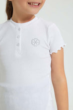 تنزيل الصورة على معرض الصور، Redtag-White-Short-Sleeve-T-Shirt-With-Half-Placket-Colour:White,-Filter:Girls-(2-to-8-Yrs),-Girls-T-Shirts,-New-In,-New-In-GIR,-Non-Sale,-S22B,-Section:Kidswear,-TBL-Girls-2 to 8 Years