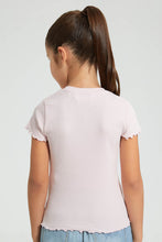 Load image into Gallery viewer, Redtag-Pink-Short-Sleeve-T-Shirt-With-Half-Placket-Plain-Girls-2 to 8 Years