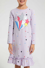 تنزيل الصورة على معرض الصور، Redtag-Girl-Star-Placement-Print-&-Aop-Nightshirt-Nightshirts-Girls-2 to 8 Years