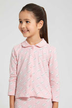 تنزيل الصورة على معرض الصور، Redtag-Aop-Front-Opened-Long-Sleeve-Pyjama-Sets-Pyjama-Sets-Girls-2 to 8 Years