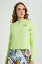 Load image into Gallery viewer, Redtag-Green-Polo-With-Front-Zipper-Tops-Women's-