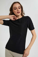 Load image into Gallery viewer, Redtag-Black-Textured-Top-Tops-Women's-