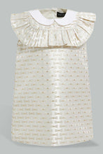 تنزيل الصورة على معرض الصور، Redtag-Ivory-Jacquard-Peterpan-Colar-Sleeveless-Dress-Dresses-Infant-Girls-3 to 24 Months
