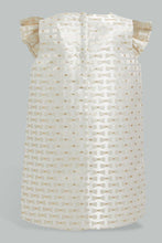 تنزيل الصورة على معرض الصور، Redtag-Ivory-Jacquard-Peterpan-Colar-Sleeveless-Dress-Dresses-Infant-Girls-3 to 24 Months