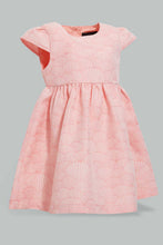 تنزيل الصورة على معرض الصور، Redtag-Coral-Jacquard-Cap-Sleeves-Dress-Dresses-Infant-Girls-3 to 24 Months