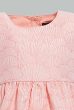 تنزيل الصورة على معرض الصور، Redtag-Coral-Jacquard-Cap-Sleeves-Dress-Dresses-Infant-Girls-3 to 24 Months