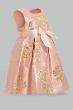 Load image into Gallery viewer, Redtag-Coral-Jacquard-Front-Pleats-Dress-Dresses-Infant-Girls-3 to 24 Months