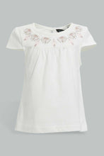 تنزيل الصورة على معرض الصور، Redtag-White-And-Coral-Front-Gather-Jersey-Top-With-Mesh-Printed-Skirt-Sets-Infant-Girls-3 to 24 Months