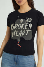 تنزيل الصورة على معرض الصور، Redtag-Black-Cruella-Print-T-Shirt-Character-Women's-