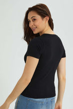 تنزيل الصورة على معرض الصور، Redtag-Black-Cruella-Print-T-Shirt-Character-Women's-