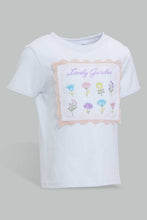Load image into Gallery viewer, Redtag-White-&-Coral-Flower-Artwork-Short-Sleeves-T-Shirt-With-Trouser-Sets-Infant-Girls-3 to 24 Months