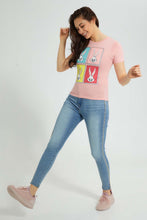 تنزيل الصورة على معرض الصور، Redtag-Pink-Bugs-Bunny-Print-T-Shirt-Character-Women's-
