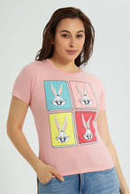 تنزيل الصورة على معرض الصور، Redtag-Pink-Bugs-Bunny-Print-T-Shirt-Character-Women's-