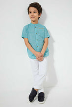 Load image into Gallery viewer, Redtag-Navy-Short-Sleeve-Mandarin-Collar-Shirt-Casual-Shirts-Boys-2 to 8 Years