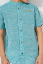 Load image into Gallery viewer, Redtag-Navy-Short-Sleeve-Mandarin-Collar-Shirt-Casual-Shirts-Boys-2 to 8 Years