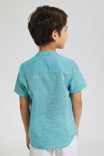 Load image into Gallery viewer, Redtag-Navy-Short-Sleeve-Mandarin-Collar-Shirt-Casual-Shirts-Boys-2 to 8 Years