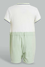 تنزيل الصورة على معرض الصور، Redtag-Green-And-White-Polo-Car-Romper-Rompers-Baby-0 to 12 Months