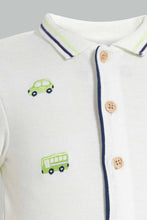 تنزيل الصورة على معرض الصور، Redtag-Green-And-White-Polo-Car-Romper-Rompers-Baby-0 to 12 Months