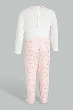 تنزيل الصورة على معرض الصور، Redtag-Pink-And-White-Foil-Print-Sleep-Suit-With-Hat-Sleepsuits-Baby-0 to 12 Months