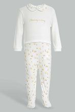 تنزيل الصورة على معرض الصور، Redtag-Beige-And-White-Foil-Print-Sleep-Suit-With-Hat-Sleepsuits-Baby-0 to 12 Months