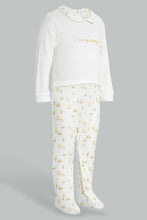 تنزيل الصورة على معرض الصور، Redtag-Beige-And-White-Foil-Print-Sleep-Suit-With-Hat-Sleepsuits-Baby-0 to 12 Months