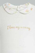 تنزيل الصورة على معرض الصور، Redtag-Beige-And-White-Foil-Print-Sleep-Suit-With-Hat-Sleepsuits-Baby-0 to 12 Months