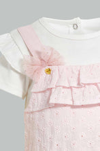 تنزيل الصورة على معرض الصور، Redtag-Pink-Broidery-Anglis-Romper-With-Head-Band-Rompers-Baby-0 to 12 Months
