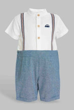 Load image into Gallery viewer, Redtag-Mint-And-White-Romper-With-Suspender-Rompers-Baby-0 to 12 Months
